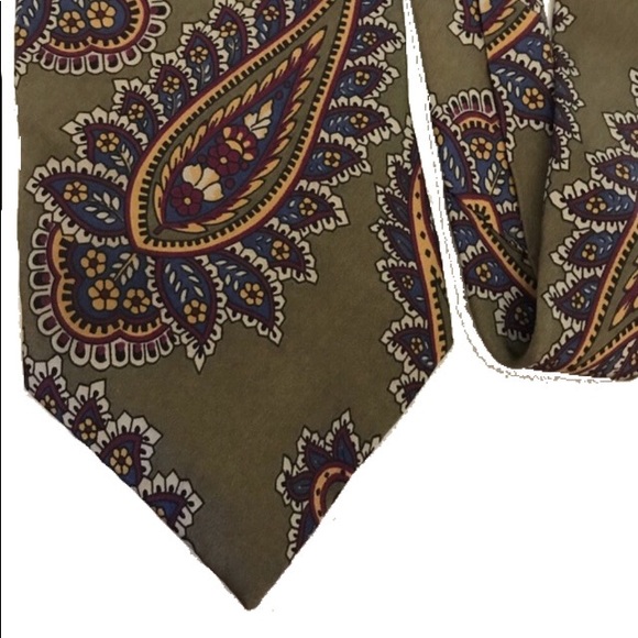 Oscar De La Renta Couture Camel Brown Paisley Tie - Picture 6 of 6